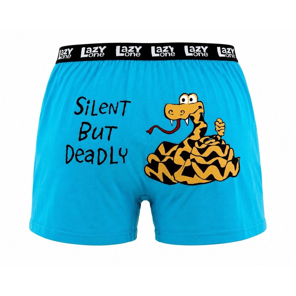 Lazy One Men’s XXL Silent Butt Deadly Snake Boxer Shorts Blue NWT Funny Novelty